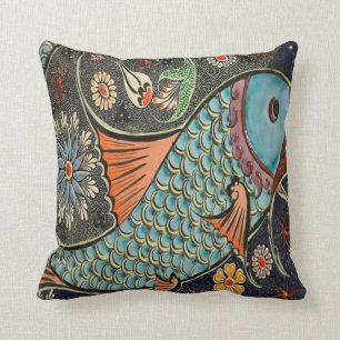 Mosaic fish pet throw pillow
