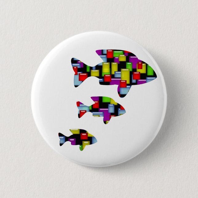 mosaic fish pinback button (Front)