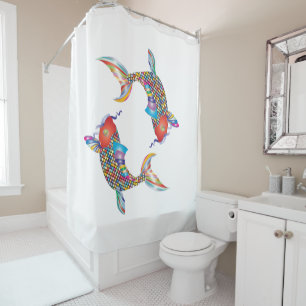 Mosaic Fish  Shower Curtain