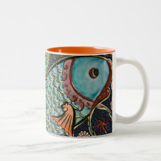 Mosaic Fish Tile Art Ceramic Colorful Decorative Two-Tone Coffee Mug