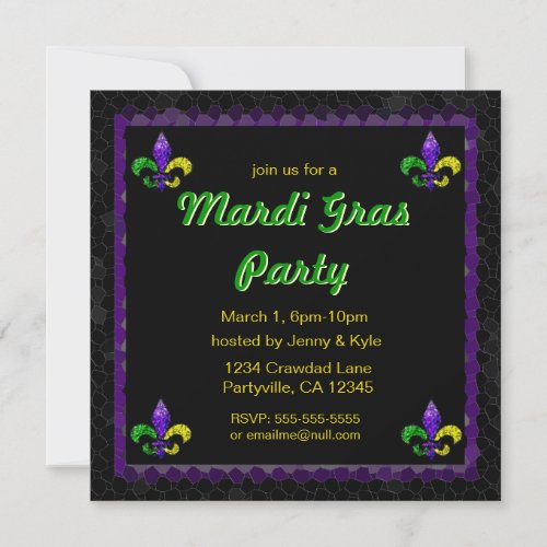 Mosaic Fleur_de_lis Invitations