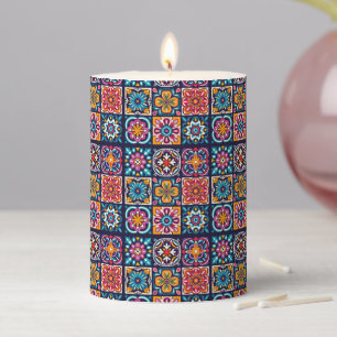 Mosaic Floral Mix Pillar Candle