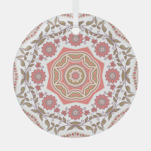 Mosaic Floral Star: Seamless Pattern Glass Ornament