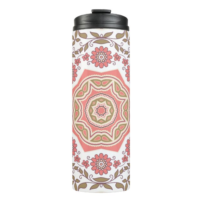 Mosaic Floral Star: Seamless Pattern Thermal Tumbler (Front)