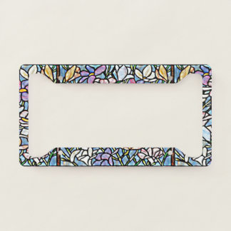 Mosaic Floral Tiles License Plate Frame