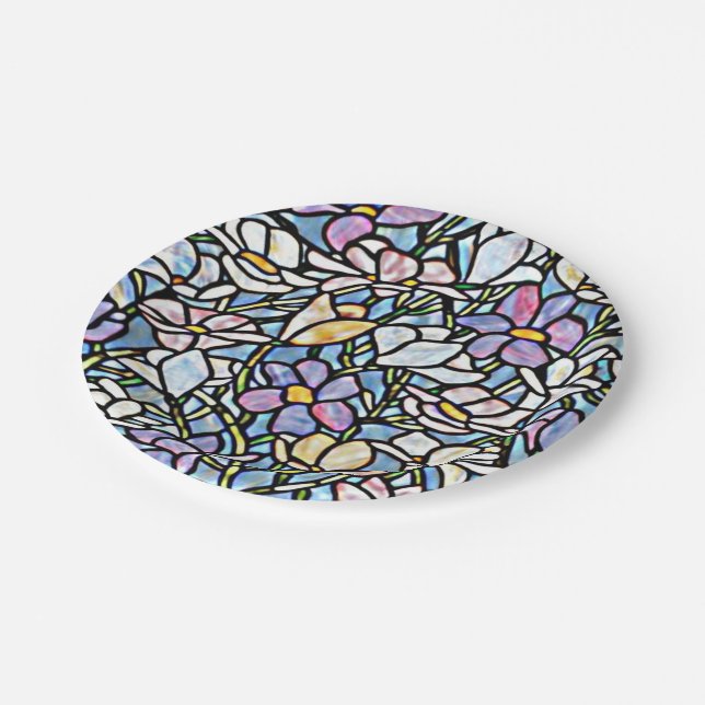 Mosaic Floral Tiles Paper Plates (Angled)