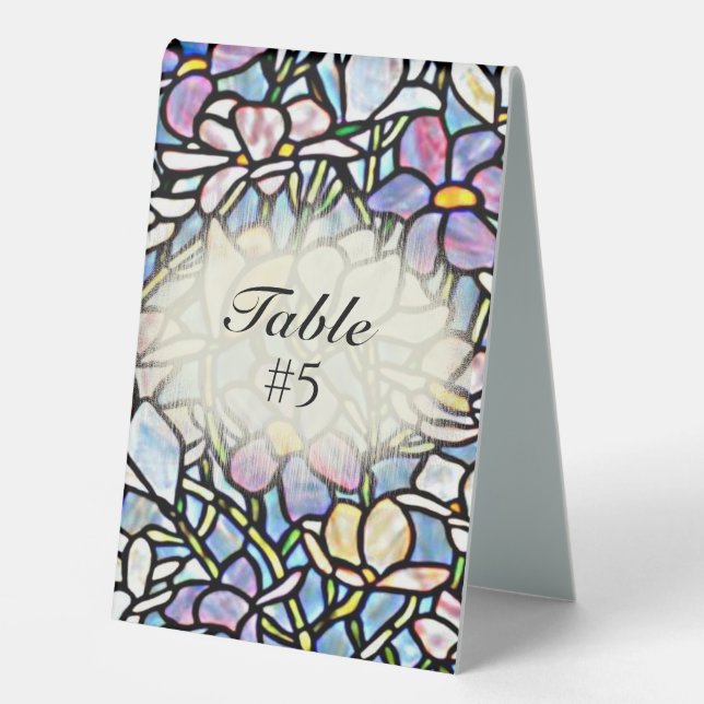 Mosaic Floral Tiles Table Numbers Tent (Front)