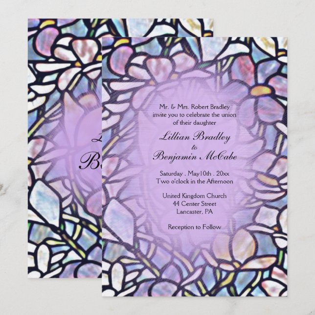Mosaic Floral Tiles Wedding Invitation (Front/Back)