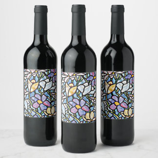 Mosaic Floral Tiles Wine Label