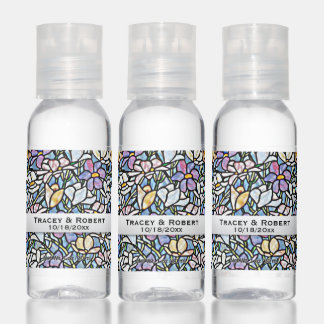 Mosaic Floral Wedding Hand Sanitizer