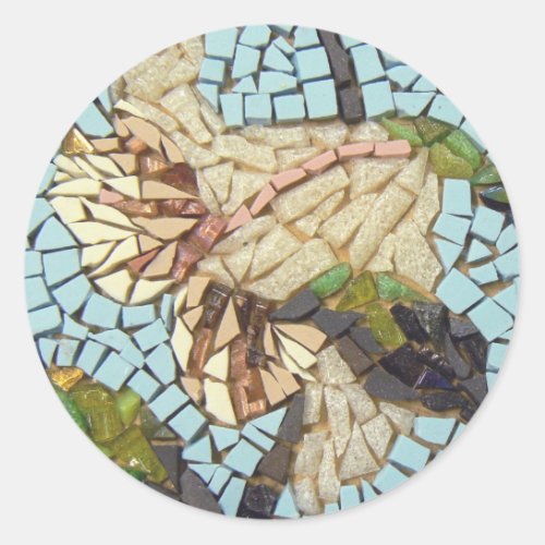 Mosaic flower classic round sticker