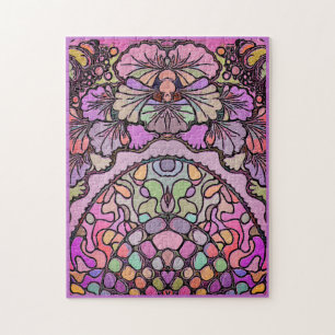 Mosaic Flower pink abstract flower floral elegant Jigsaw Puzzle