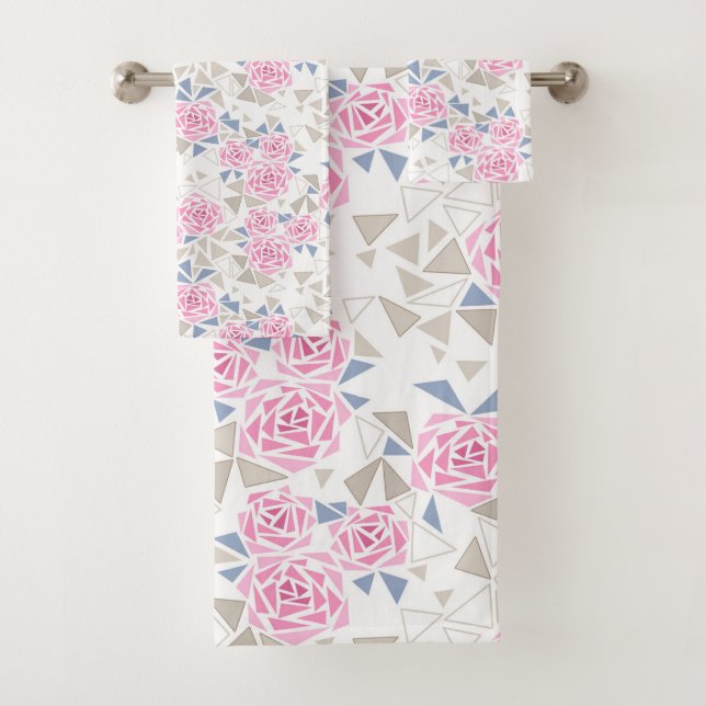 Mosaic, flowers bath towel set (Insitu)