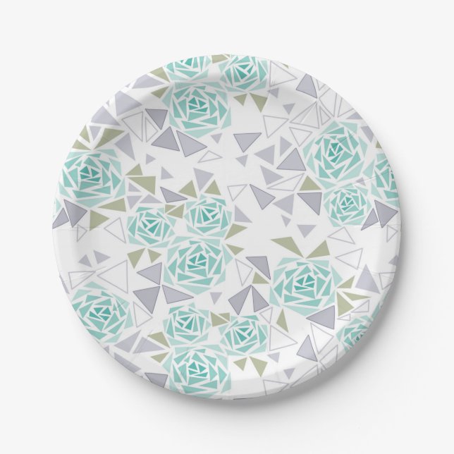 Mosaic, flowers paper plates (Front)