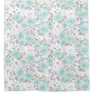 Mosaic, flowers shower curtain