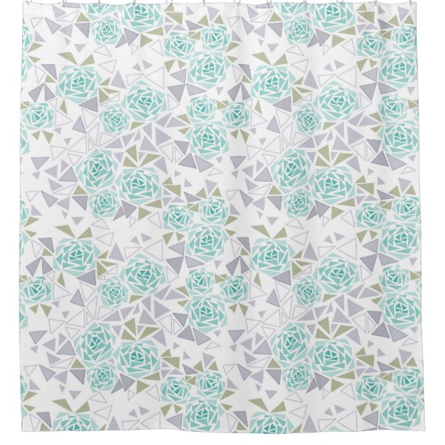 Mosaic, flowers shower curtain (Front)