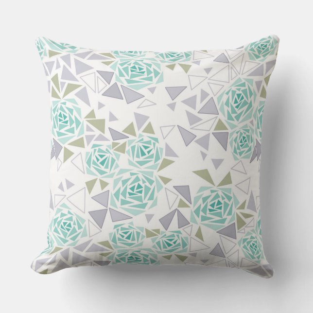 Mosaic, flowers throw pillow (Front)