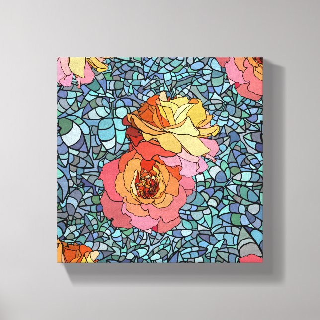mosaic flowers wrapped canvas print (Front)