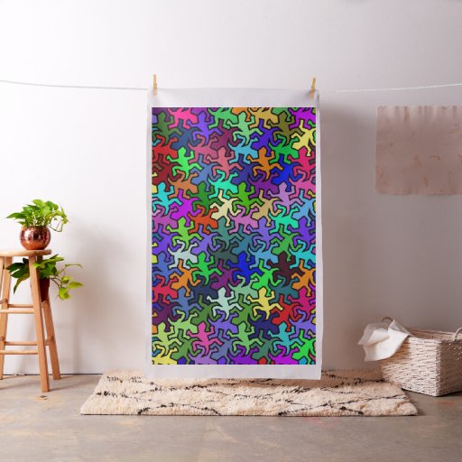 Mosaic Geckos Pattern - colored Fabric