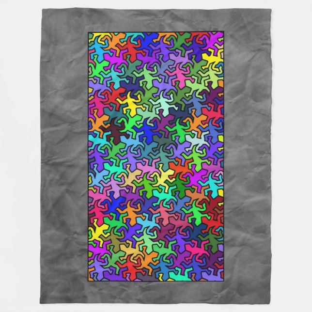 Mosaic Geckos Pattern - colored Fleece Blanket (Front)