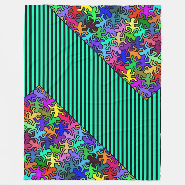 Mosaic Geckos Pattern - colored Fleece Blanket (Front)