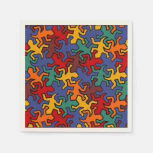 Mosaic Geckos Pattern - Earth Color Paper Napkins