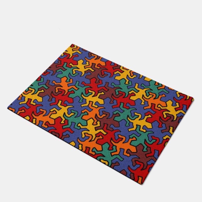Mosaic Geckos Pattern - earth colored Doormat (Angled)