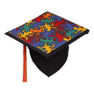 Mosaic Geckos Pattern - earth colored Graduation Cap Topper