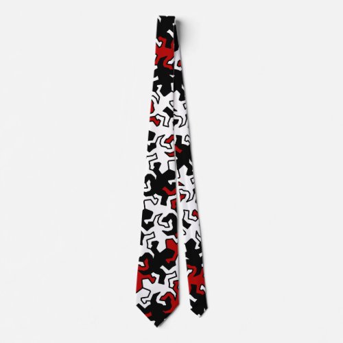 Mosaic Geckos Pattern _ red black white Neck Tie