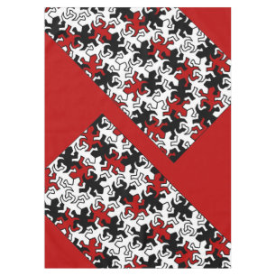 Mosaic Geckos Pattern - red black white Tablecloth