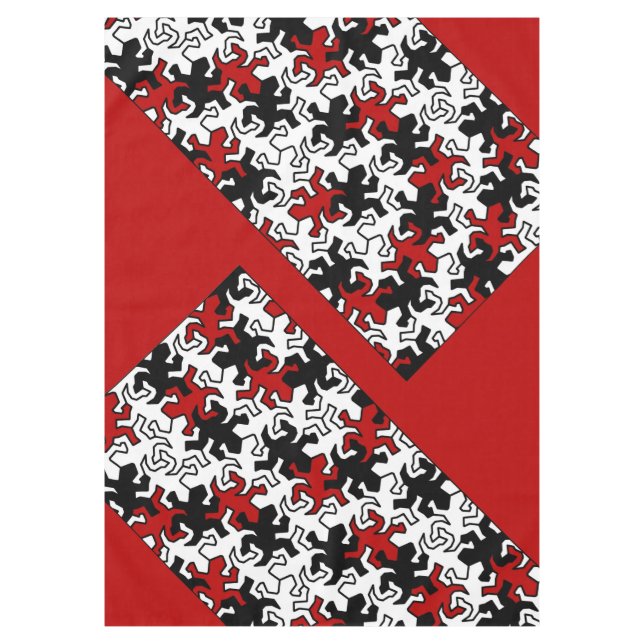 Mosaic Geckos Pattern - red black white Tablecloth (Front)
