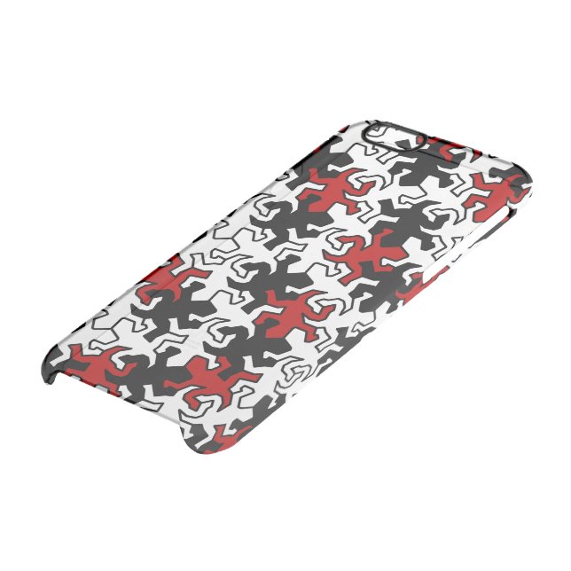 Mosaic Geckos Pattern - red black white Uncommon iPhone Case (Bottom)