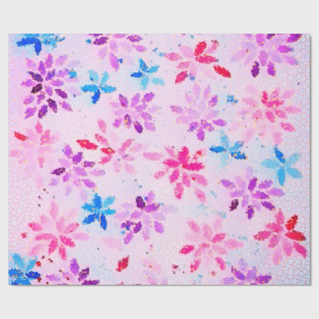​Mosaic Gemstone Floral Fantasy | Vibrant Wrapping Paper (Flat)