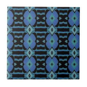 Mosaic geometric abstract art lavender teal black ceramic tile