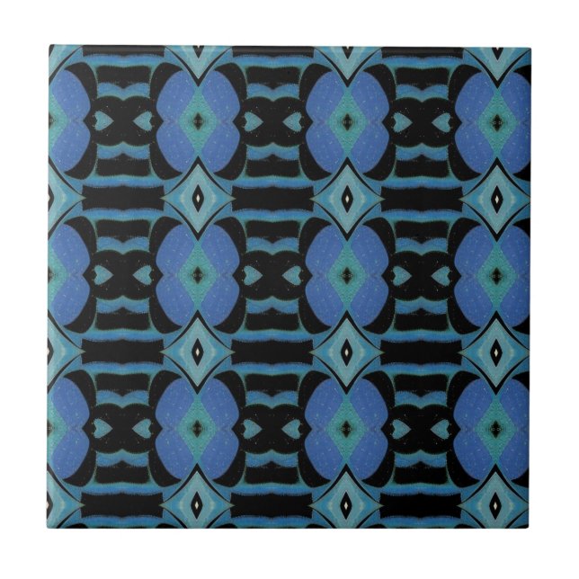 Mosaic geometric abstract art lavender teal black  ceramic tile (Front)
