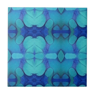 Mosaic geometric deep blue aqua design kitty voice ceramic tile