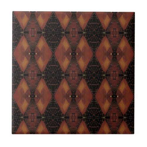 Mosaic geometric design brown warm oak tones kitty ceramic tile