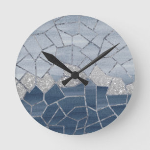 Mosaic Geometric Glam #3 #geo #decor #art Round Clock
