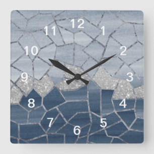 Mosaic Geometric Glam #3 #geo #decor #art Square Wall Clock