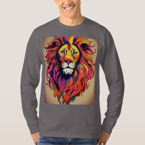 Mosaic Geometric Lion T_Shir T_Shirt