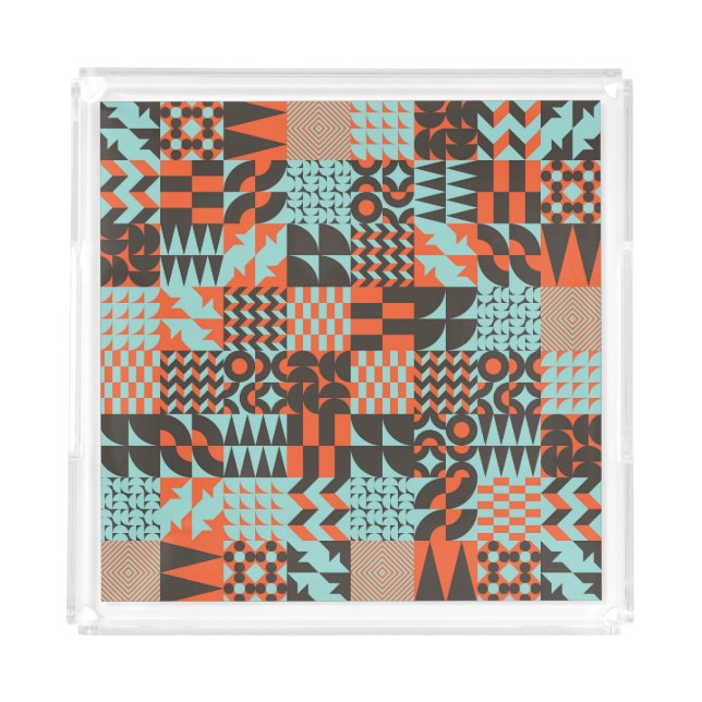 Mosaic geometric tiles, seamless elegant pattern. acrylic tray (Front)