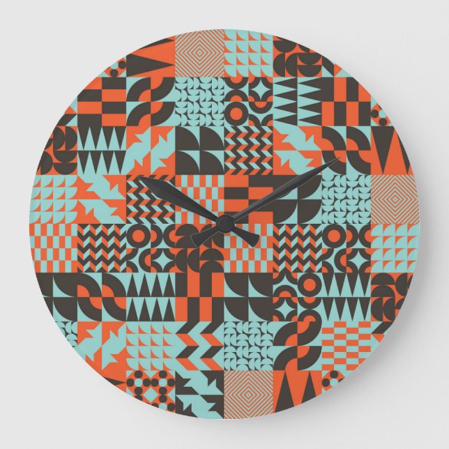 Mosaic geometric tiles, seamless elegant pattern. large clock (Front)