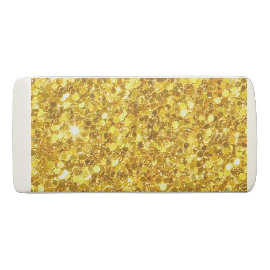 Mosaic Gold And White Glitter Eraser (Back)