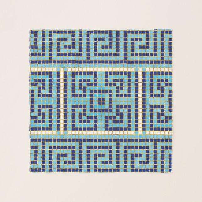 Mosaic Greek Meander Greek Key Ornament Scarf (Front)