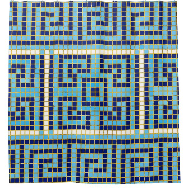 Mosaic Greek Meander Greek Key Ornament Shower Curtain (Front)
