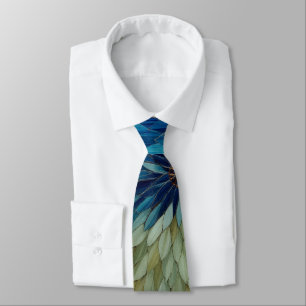 Mosaic Green Blue Floral Neck Tie