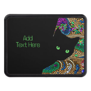 Mosaic Green Eye Sly Cat Hitch Cover