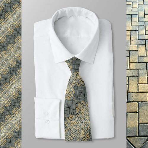 Mosaic Grey and Mustard Bricks Neck Tie