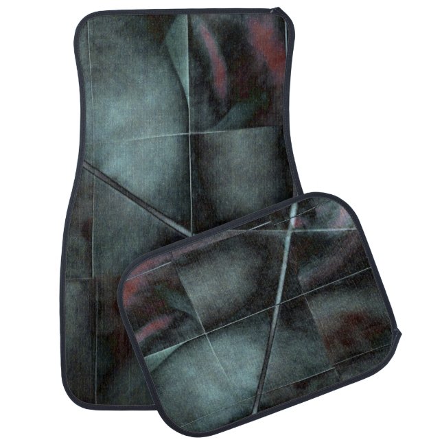 Mosaic grunge pattern - blue black car mat (Set)