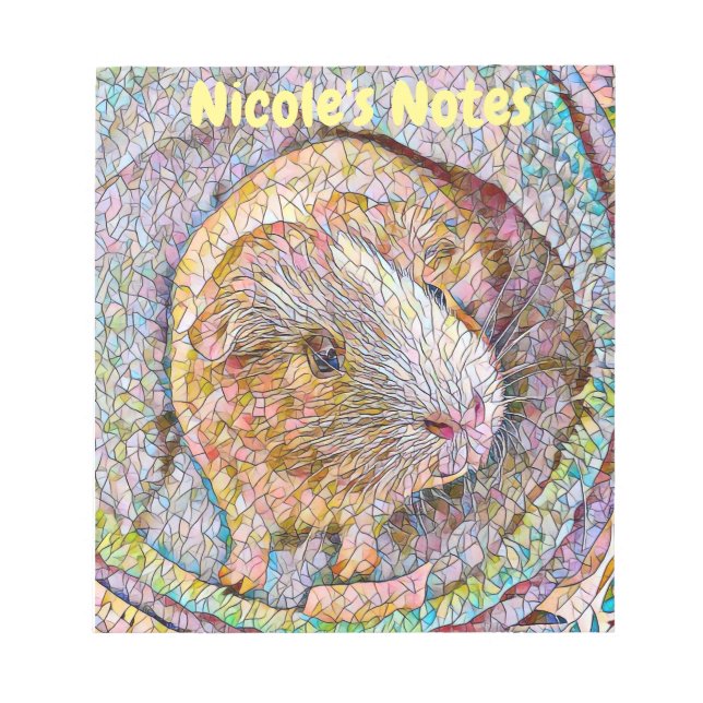 Mosaic Guinea Pig Themed Notebook Notepad (Front)